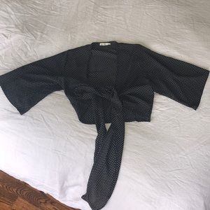 Tie front polka dot top